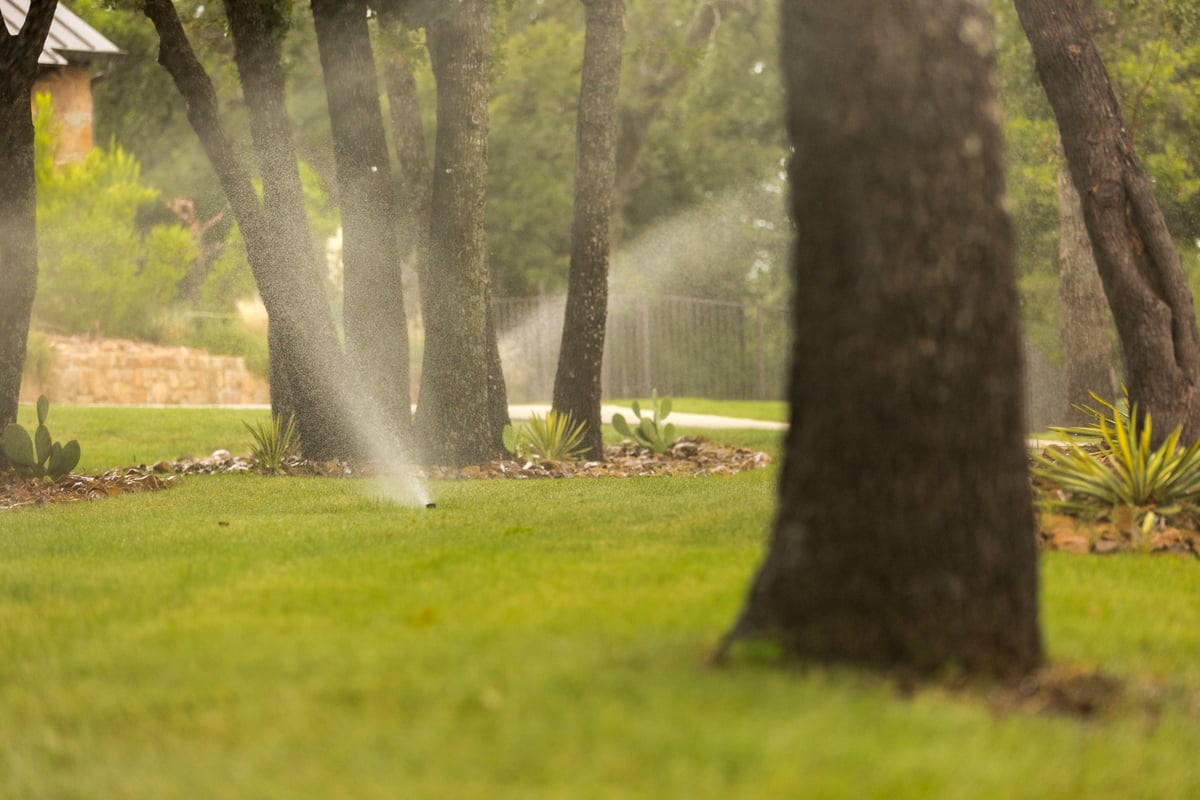 lawn irrigation running
