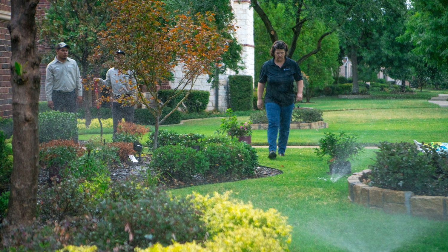 lawn irrigation maintenance crew in North Texas