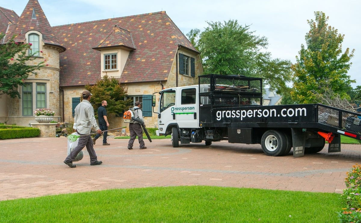 landscaping truck in driveway