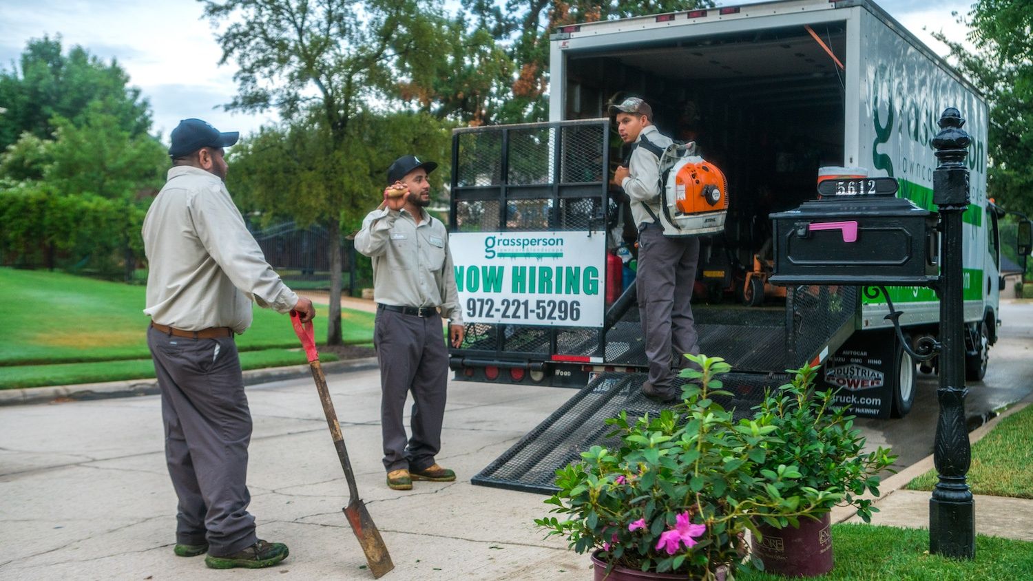 Grassperson truck and landscaping crew training