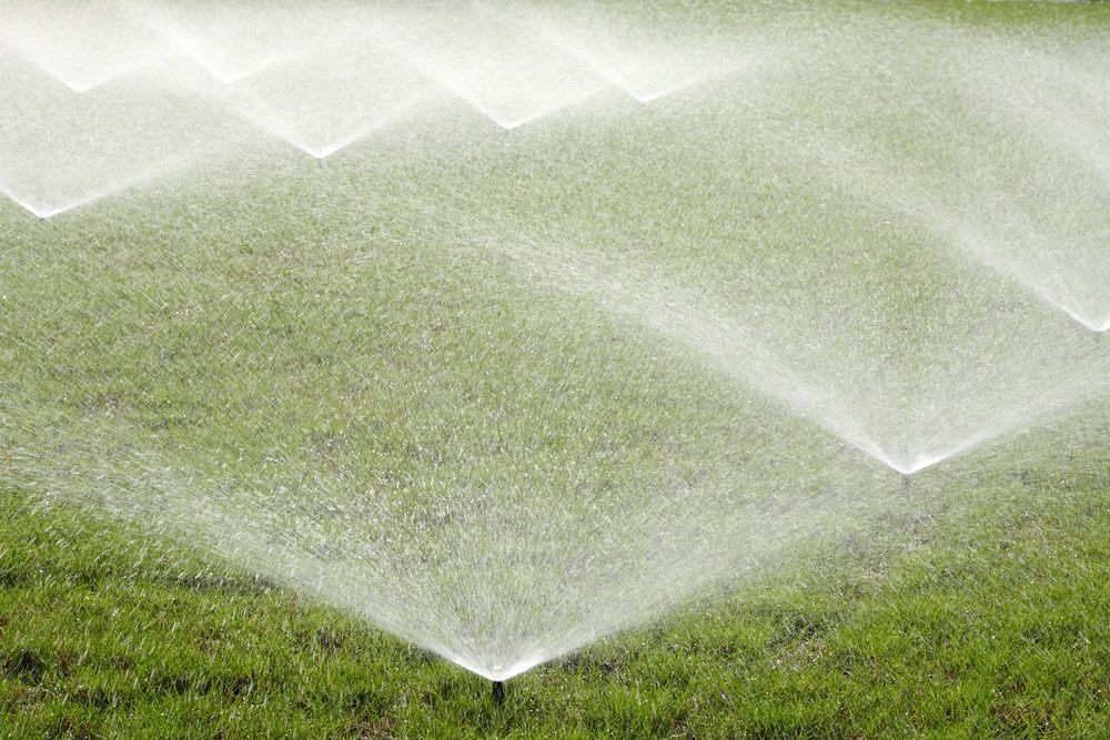 irrigation system spraying lawn