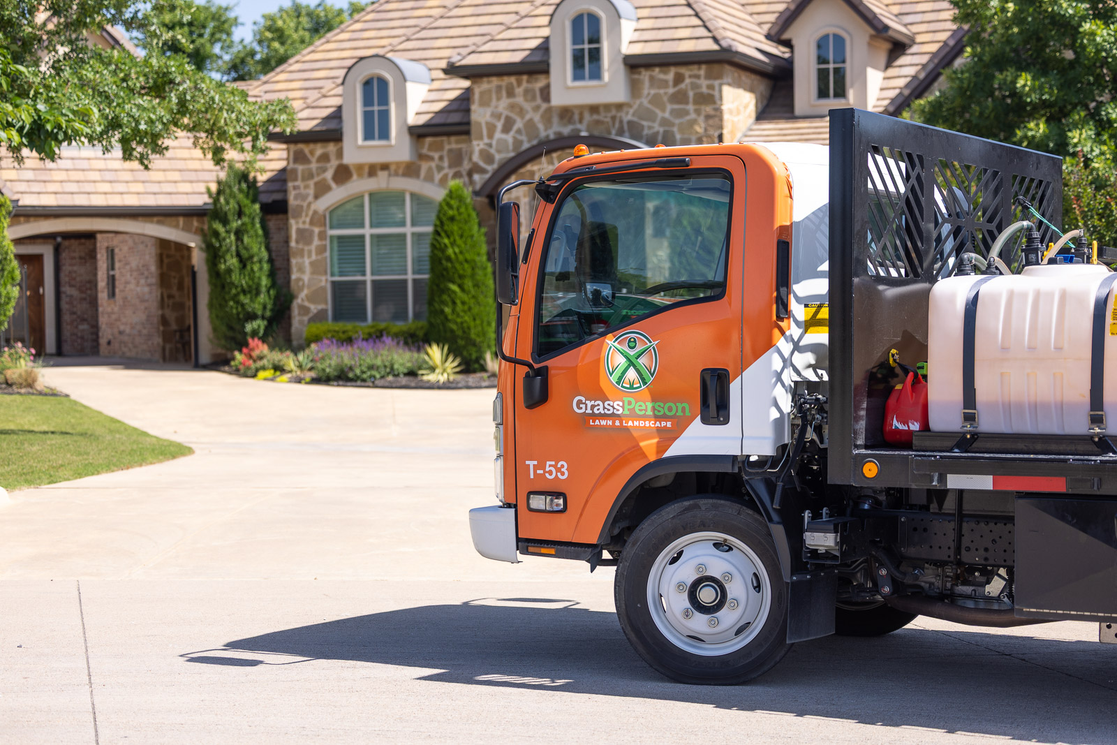 truck in front of house 