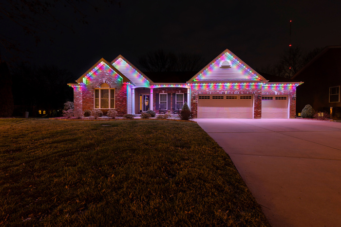 Christmas permanent Lights front of house